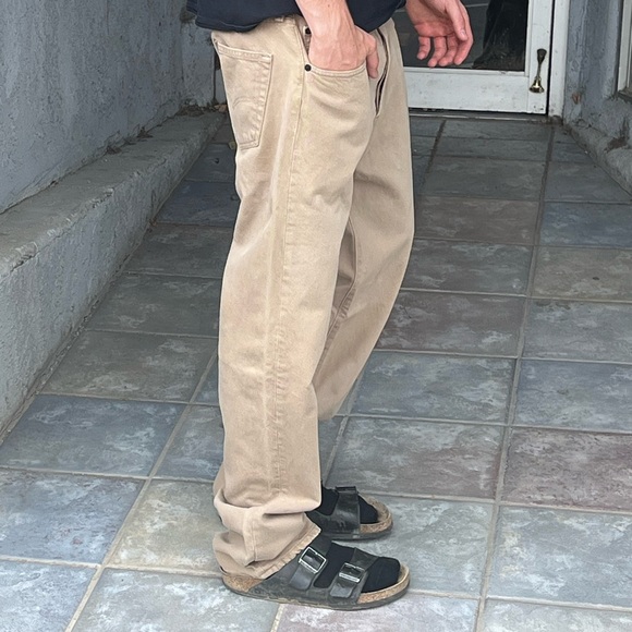 Vintage Levi's 501 Button Fly Khaki Straight Jeans 34/32 - Picture 5 of 11